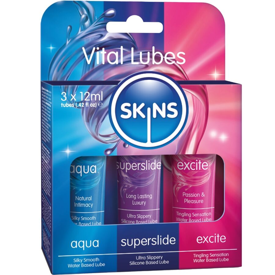Lubrifiant aqua superslide et excite (3 x 12 ml) – Kit De Lubrifiants Vital Pour La Peau