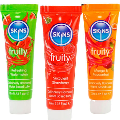 Lubrifiant pastèque fraise et mangue 3 x 12 ml – Kit De Lubrifiants Fruités Skins