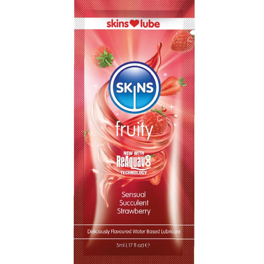 Lubrifiant fruité à base d'eau fraise dose unique 5 ml – Skins