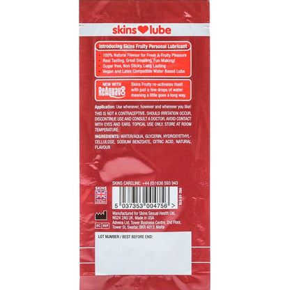 Lubrifiant fruité à base d'eau fraise dose unique 5 ml – Skins