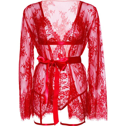 Ensemble peignoir et porte-jarretelles rouge – Leg Avenue 86123