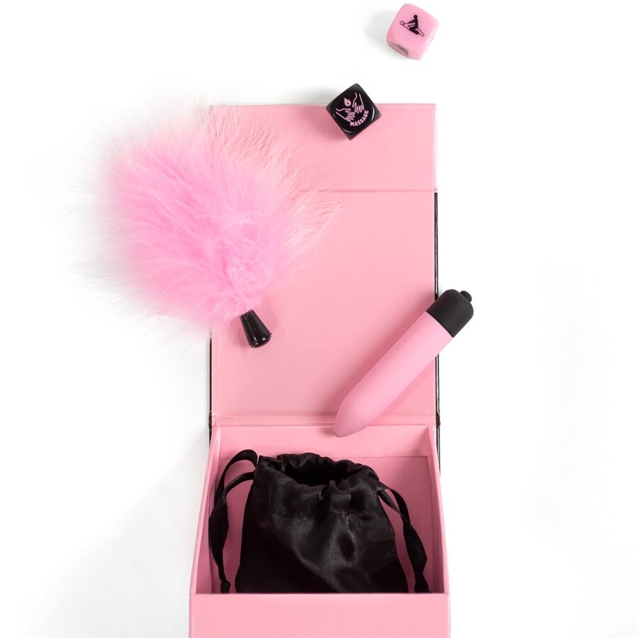 Vibrateur coffret de plaisirs pour couples : dés + balle vibrante + stylo à plume – Secret Play