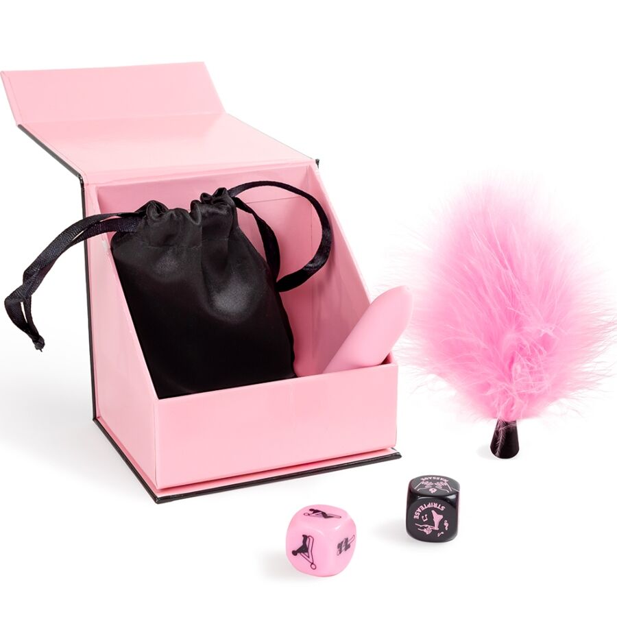Vibrateur coffret de plaisirs pour couples : dés + balle vibrante + stylo à plume – Secret Play