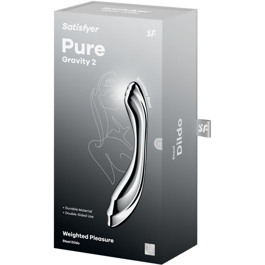 Pure gravity 2 godemichet double extrémité en acier inoxydable – Satisfyer