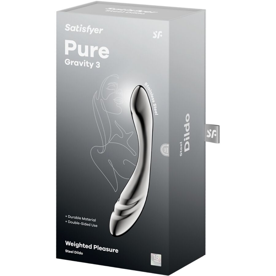 Pure gravity 3 godemichet double extrémité en acier inoxydable – Satisfyer