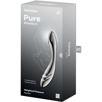 Pure gravity 3 godemichet double extrémité en acier inoxydable – Satisfyer