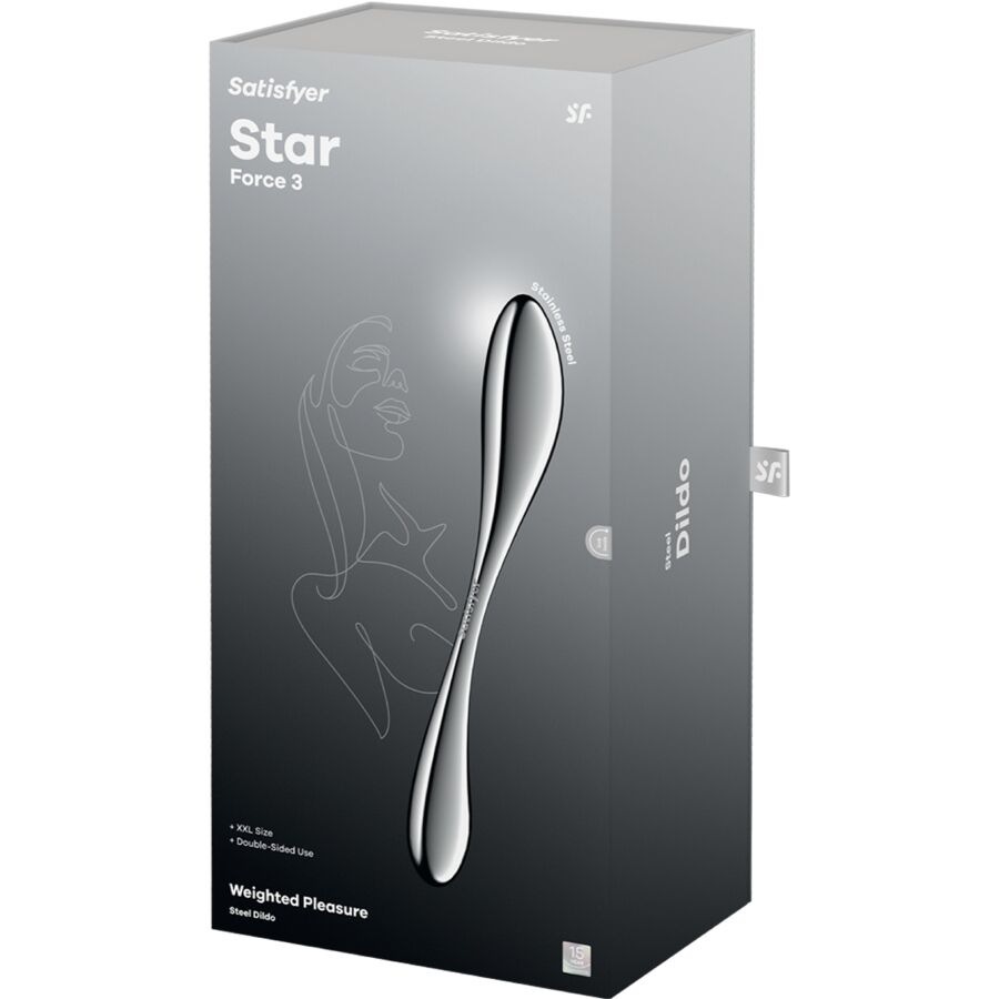 Star force 3 godemichet double en acier inoxydable – Satisfyer