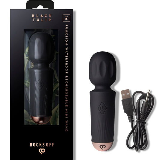 Vibrateur mini baguette rechargeable 16 fonctions tulipe noir – Rocks-Off