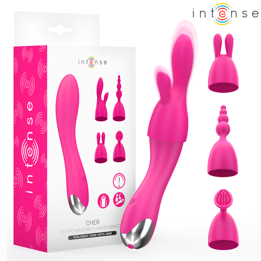 Vibrateur cher avec 20 modes de mouvements et embouts interchangeables – Intense
