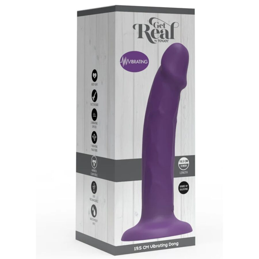 Vibrateur godemichet vibrant réaliste en silicone violet 19,5 cm – Get Real