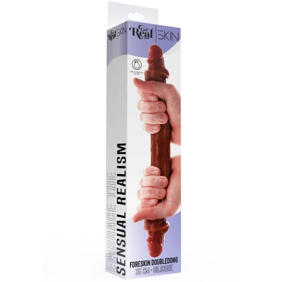 Godemichet en silicone à double extrémité caramel 35 cm – Get Real