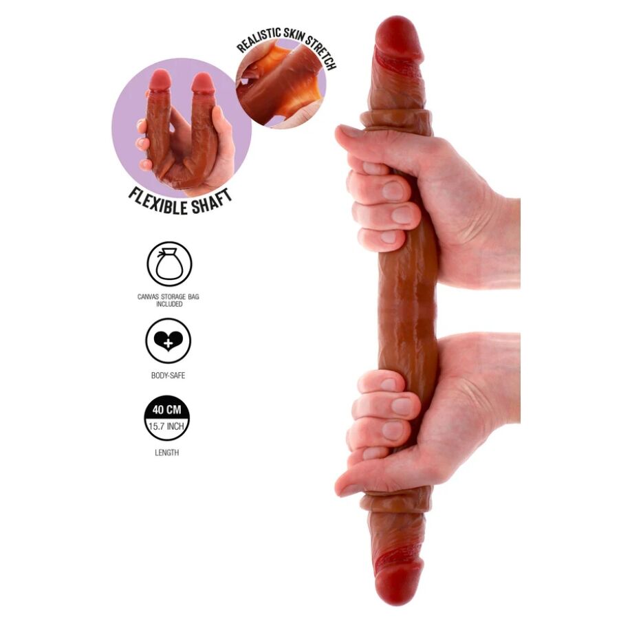 Godemichet en silicone à double extrémité caramel 40 cm – Get Real