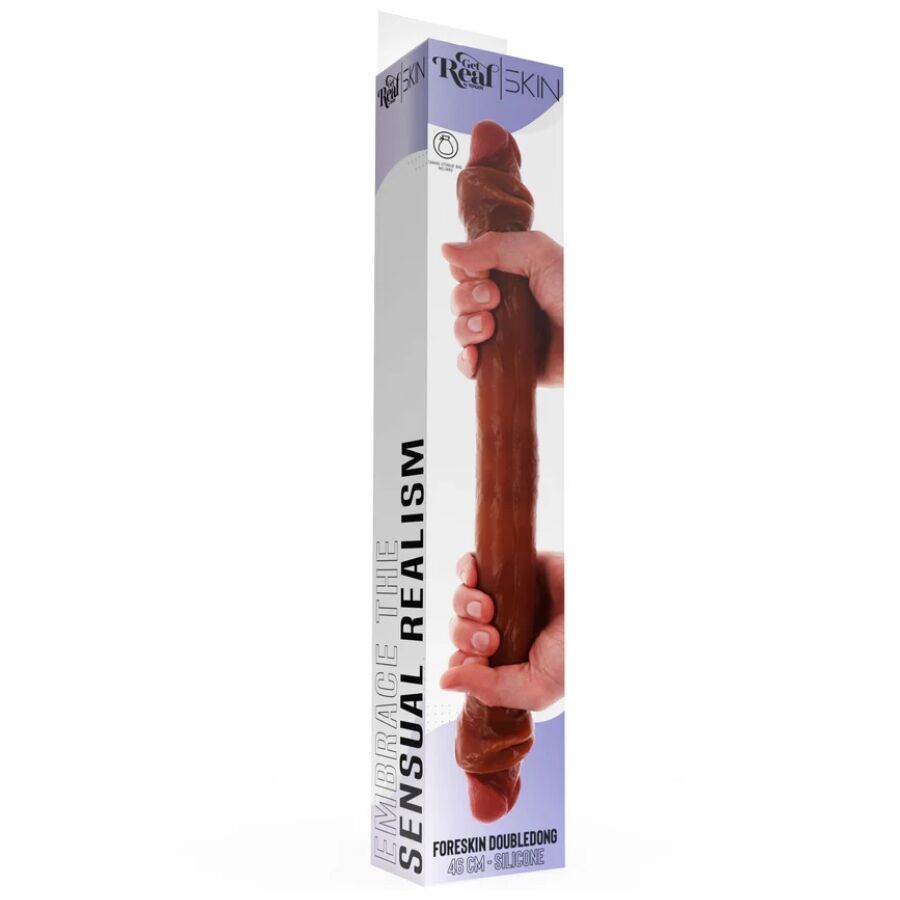 Godemichet en silicone à double extrémité caramel 46 cm – Get Real