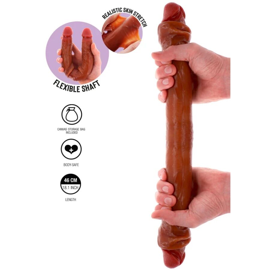 Godemichet en silicone à double extrémité caramel 46 cm – Get Real