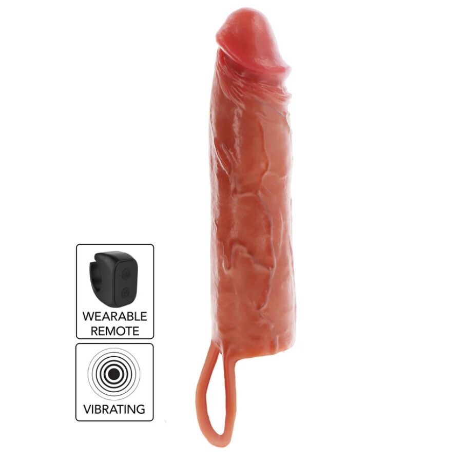 Vibrateur manchon pénis vibrant en silicone hydratant caramel 20 cm – Get Real