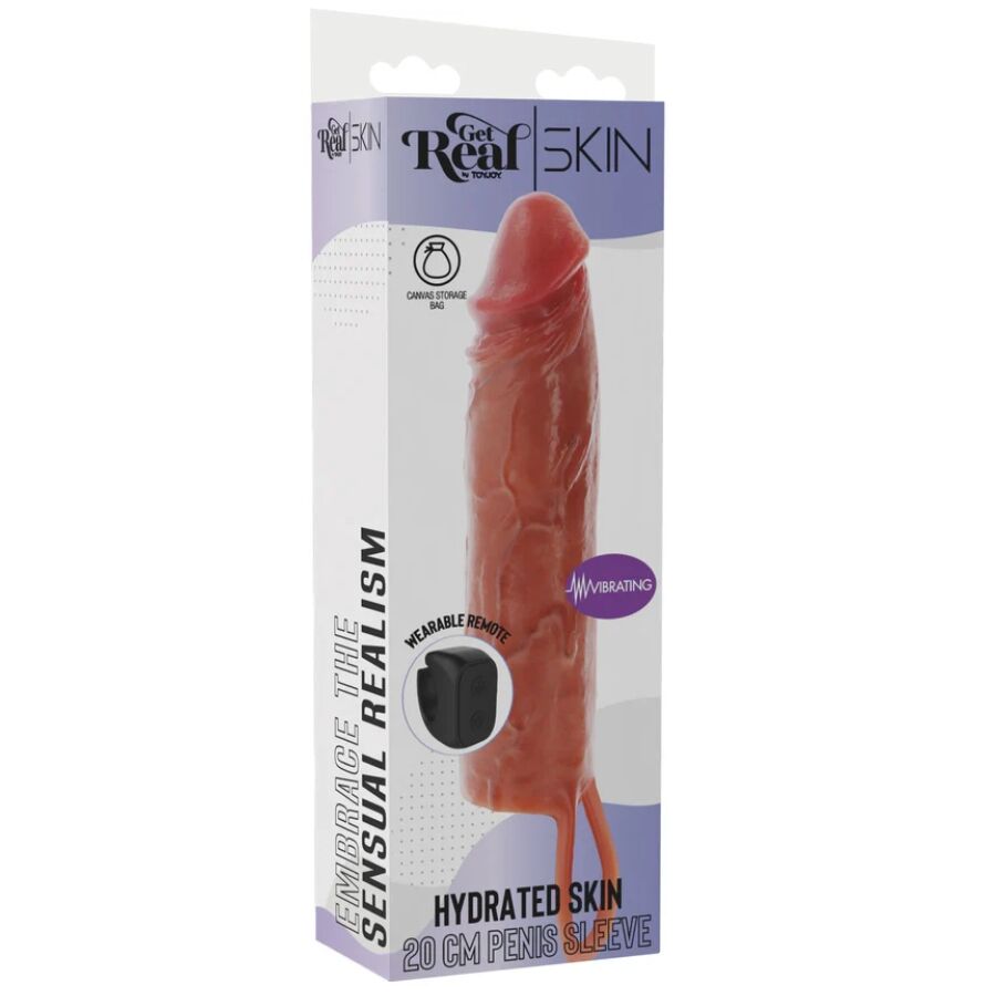 Vibrateur manchon pénis vibrant en silicone hydratant caramel 20 cm – Get Real