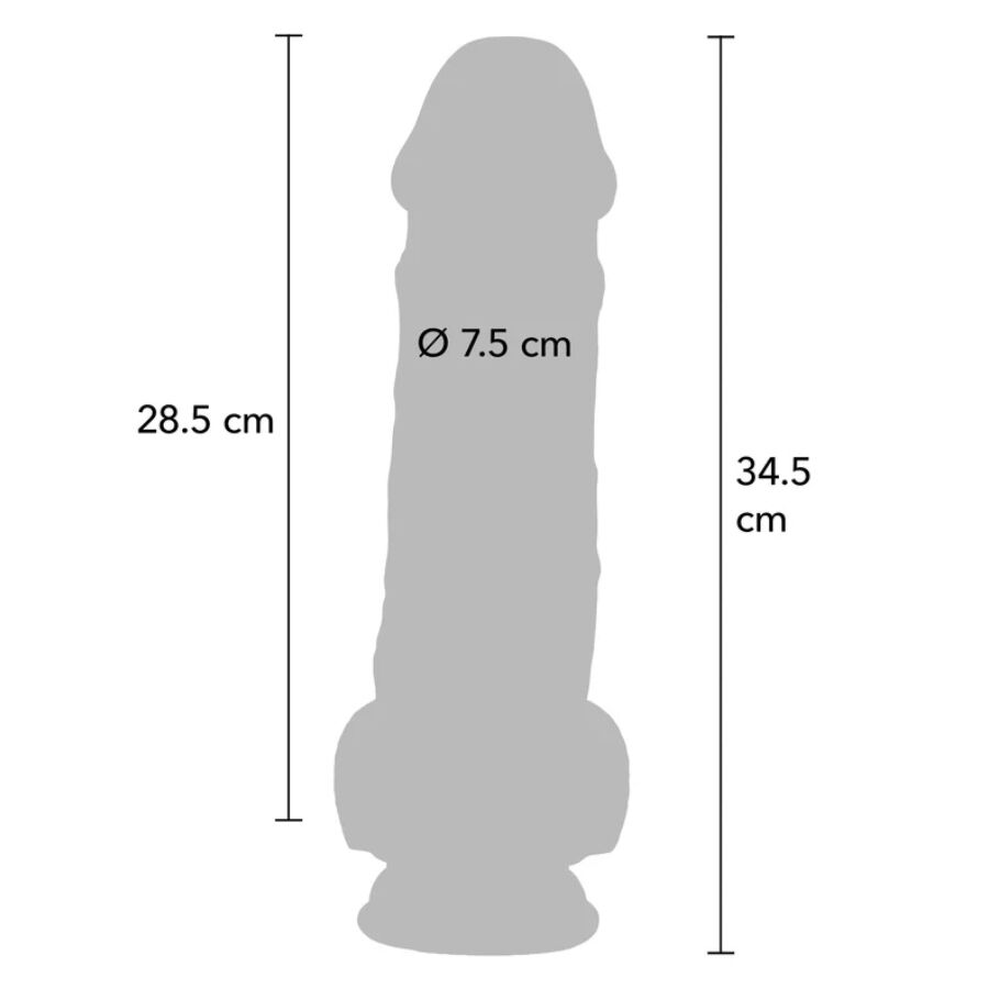 Pénis réaliste de luxe avec testicules extra épais de 34,5 cm – Get Real