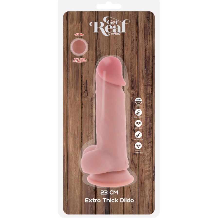 Pénis réaliste de luxe avec testicules extra épais de 23 cm – Get Real
