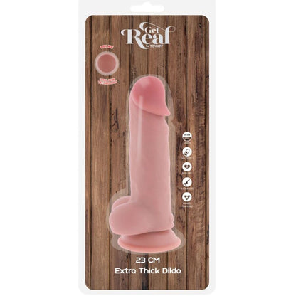 Pénis réaliste de luxe avec testicules extra épais de 23 cm – Get Real