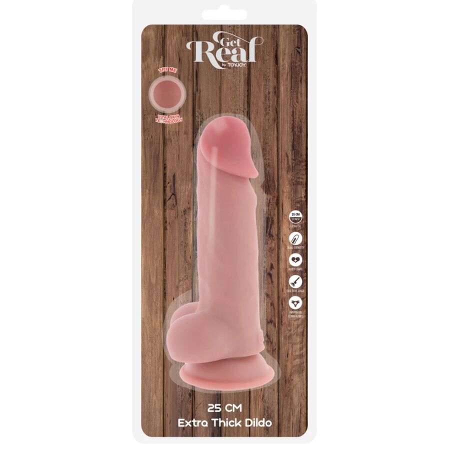 Pénis réaliste de luxe avec testicules extra épais de 25 cm – Get Real