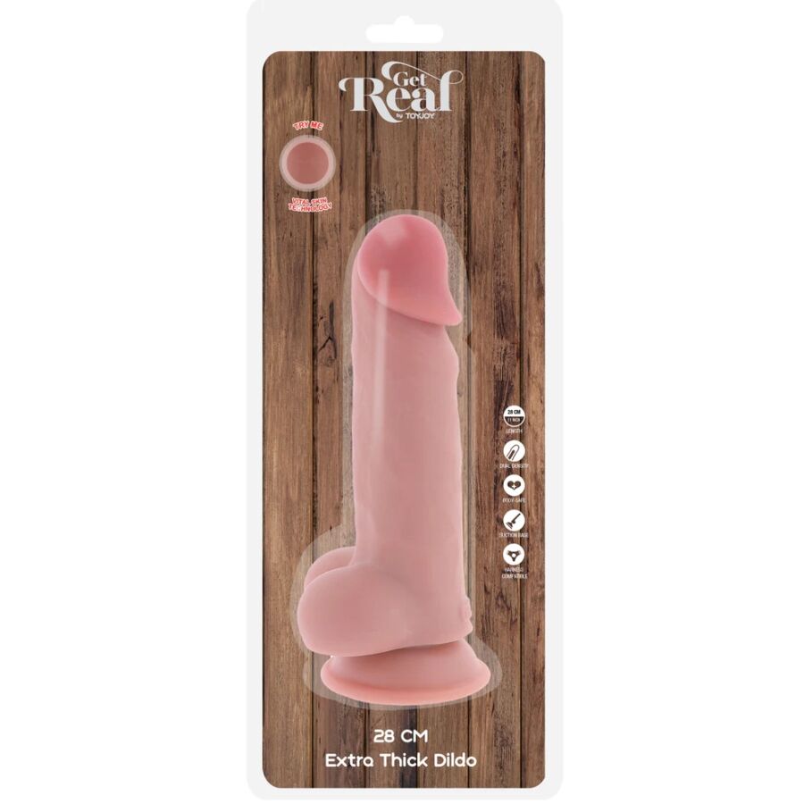 Pénis réaliste de luxe avec testicules extra épais de 28 cm – Get Real