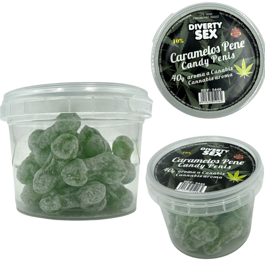 Lot de 20 bonbons pour pénis arôme cannabis – Diablo Goloso