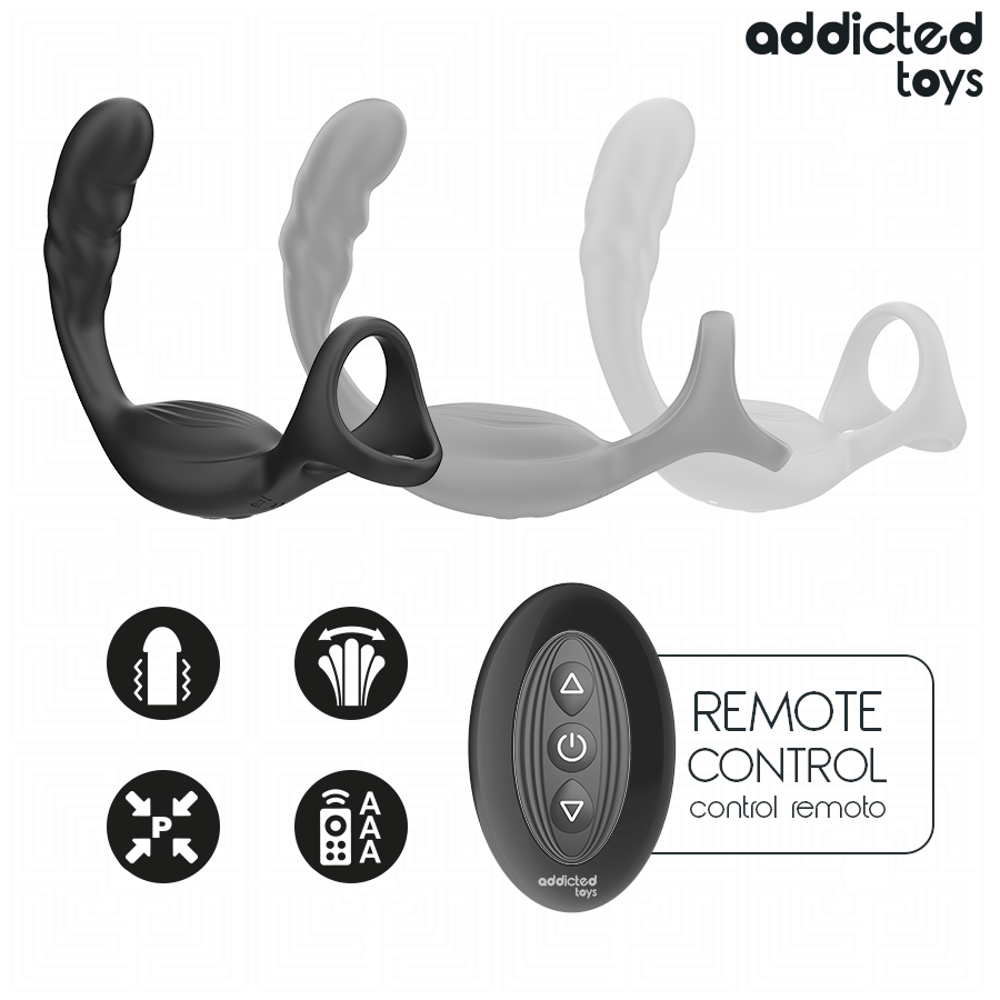 Anneau pénis prostatique double avec télécommande – Addicted Toys