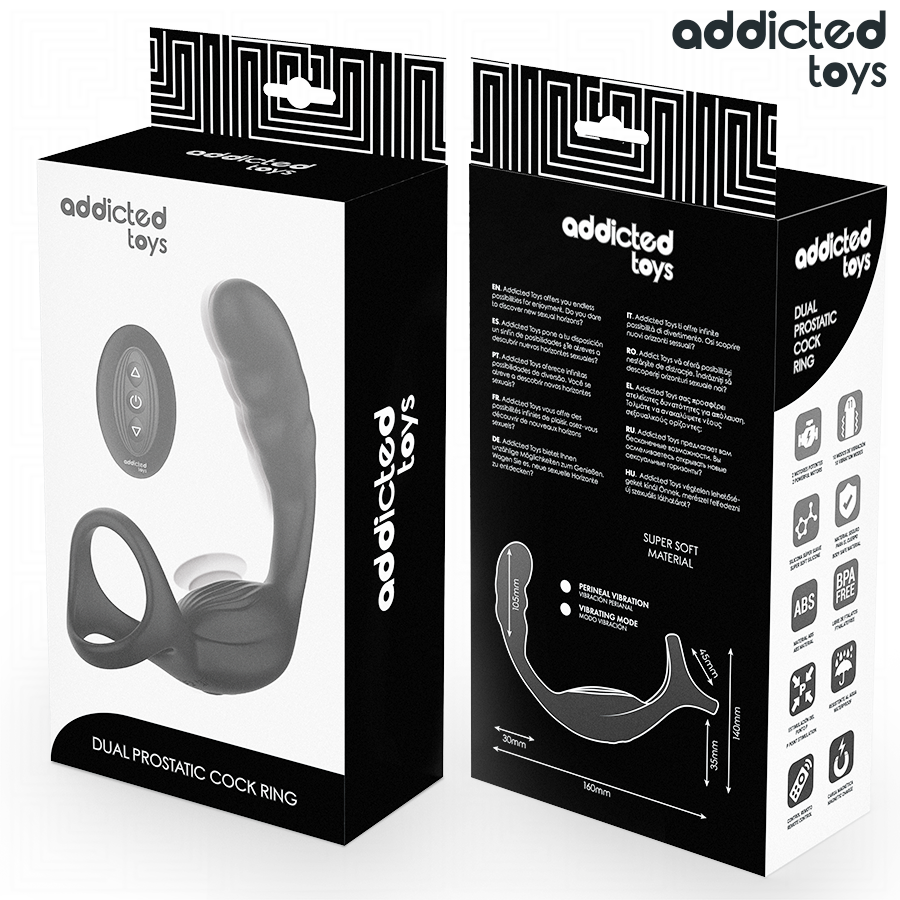 Anneau pénis prostatique double avec télécommande – Addicted Toys