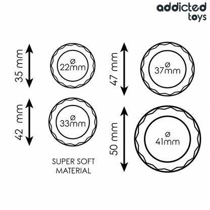 Ensemble d'anneaux pénis texturés 4 tailles – Addicted Toys