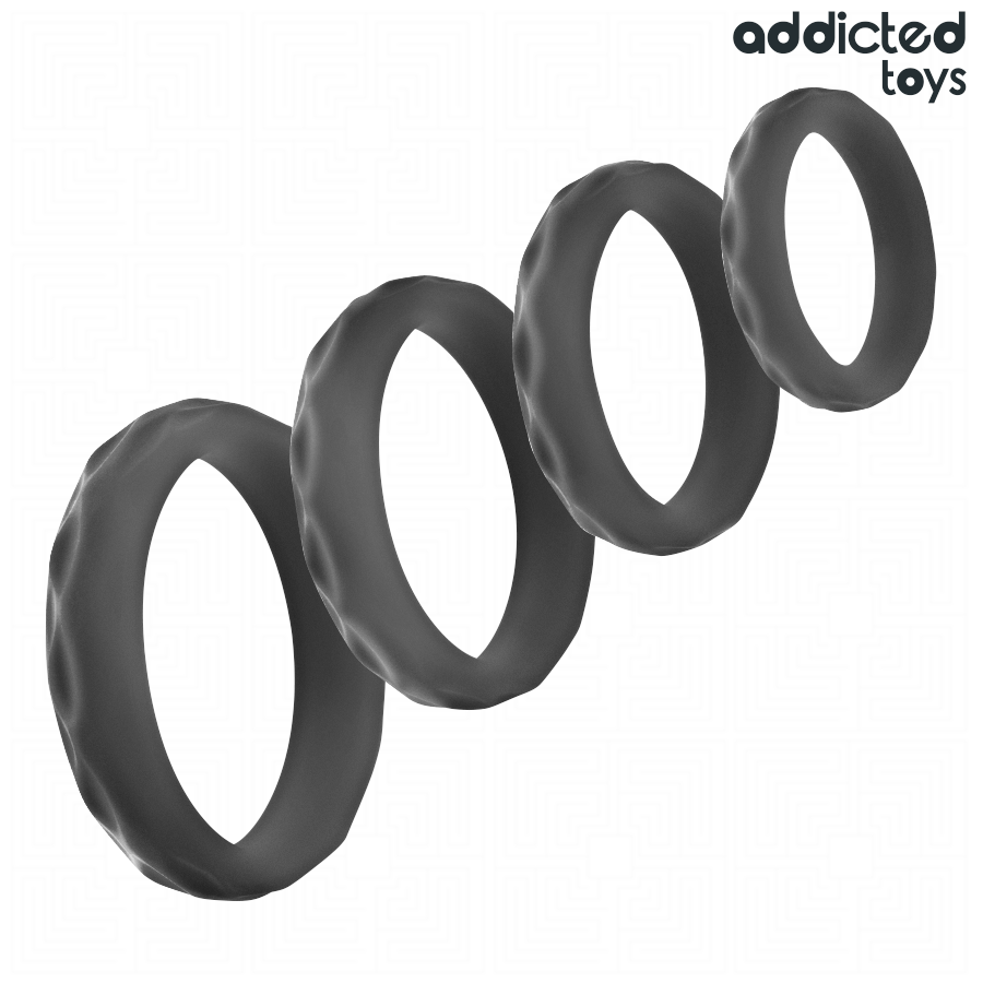 Ensemble d'anneaux pénis texturés 4 tailles – Addicted Toys