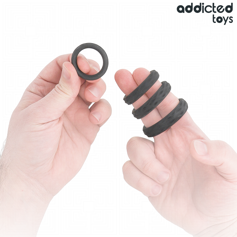 Ensemble d'anneaux pénis texturés 4 tailles – Addicted Toys