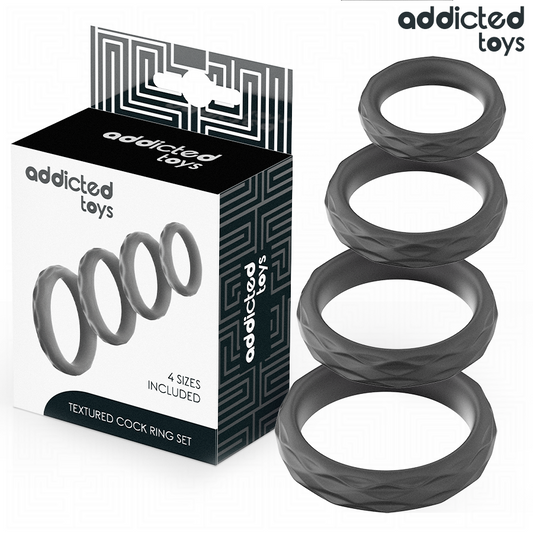 Ensemble d'anneaux pénis texturés 4 tailles – Addicted Toys