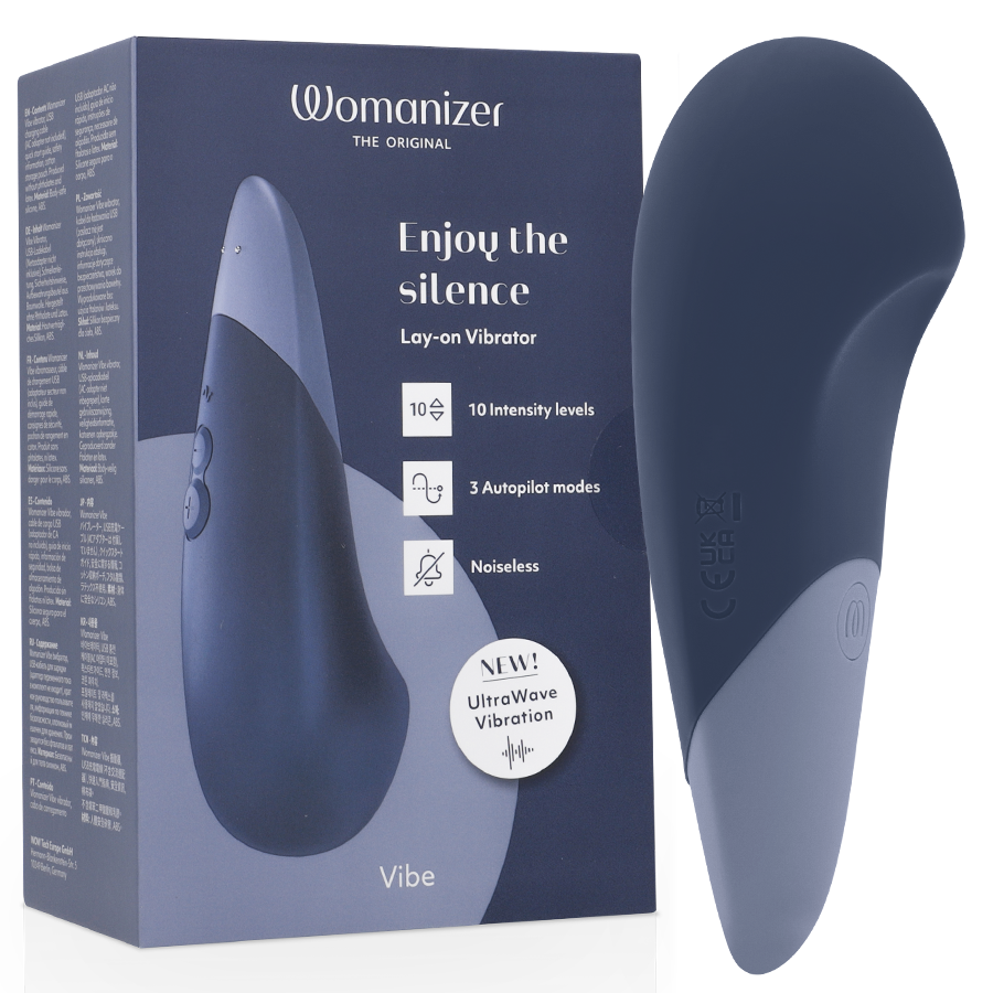 Stimulateur clitoridien vibe lay-on vibrateur silencieux bleu foncé – Womanizer
