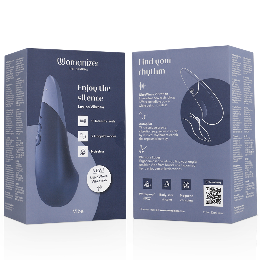 Stimulateur clitoridien vibe lay-on vibrateur silencieux bleu foncé – Womanizer