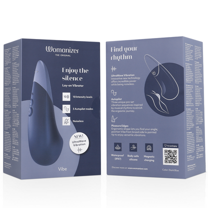 Stimulateur clitoridien vibe lay-on vibrateur silencieux bleu foncé – Womanizer