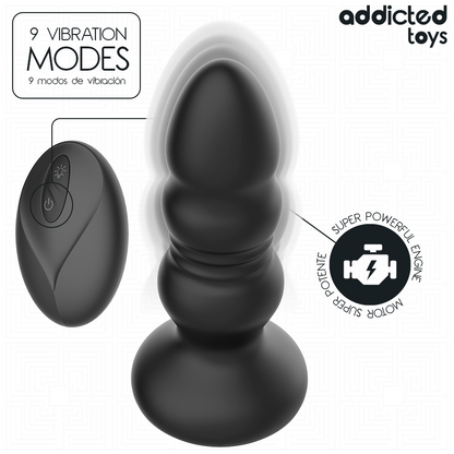 Vibrateur plug anal rotatif et vibrant télécommande avec lumière LED – Addicted Toys
