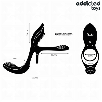 Stimulateur clitoridien anneau double pénis avec stimulateur clitorial – Addicted Toys