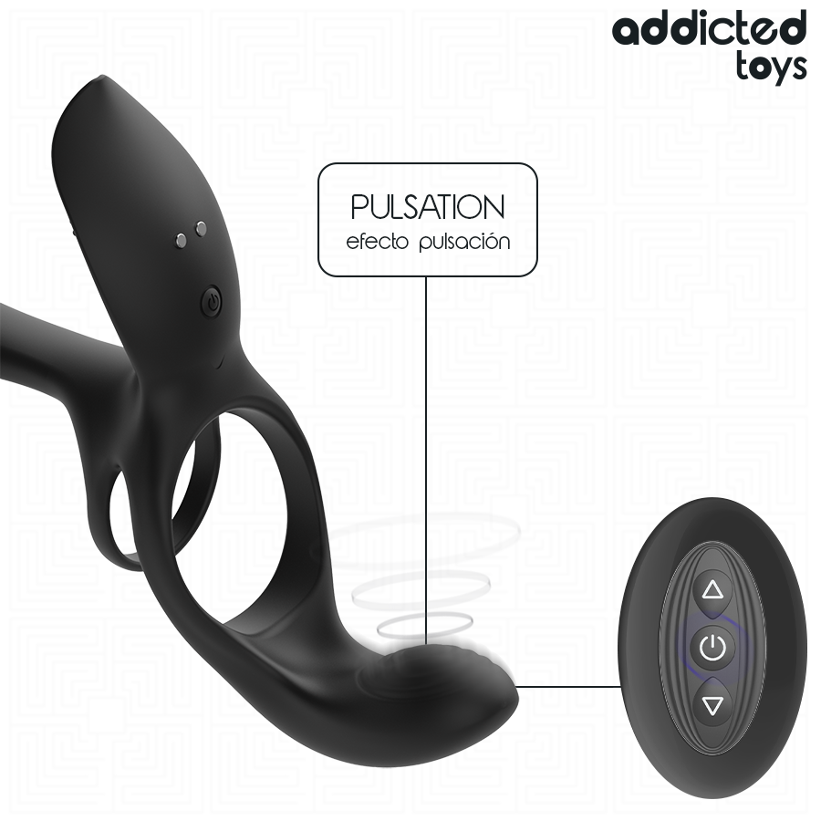 Stimulateur clitoridien anneau double pénis avec stimulateur clitorial – Addicted Toys