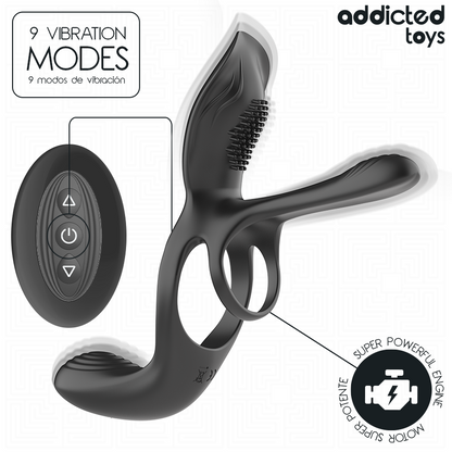 Stimulateur clitoridien anneau double pénis avec stimulateur clitorial – Addicted Toys