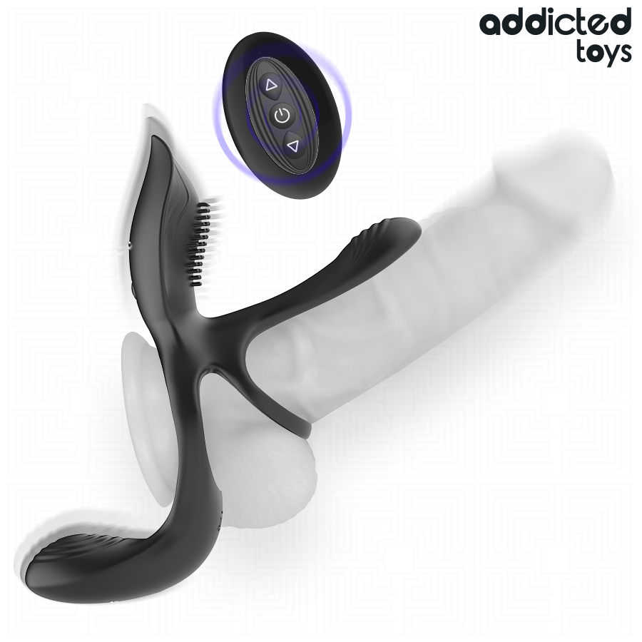 Stimulateur clitoridien anneau double pénis avec stimulateur clitorial – Addicted Toys