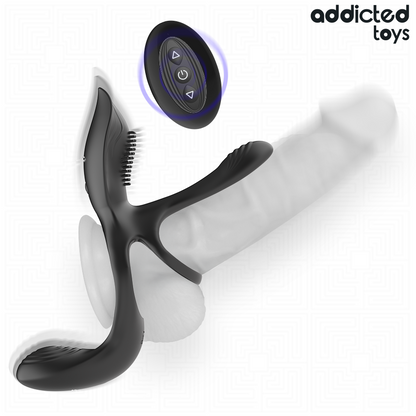 Stimulateur clitoridien anneau double pénis avec stimulateur clitorial – Addicted Toys