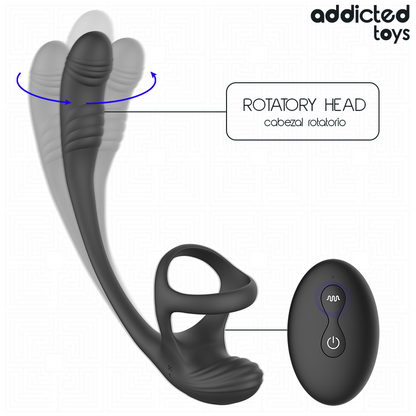 Plug anal avec vibration ondulation à 360° et stimulateur de testicules – Addicted Toys