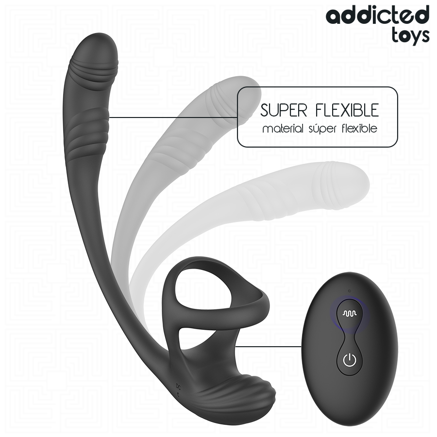Plug anal avec vibration ondulation à 360° et stimulateur de testicules – Addicted Toys