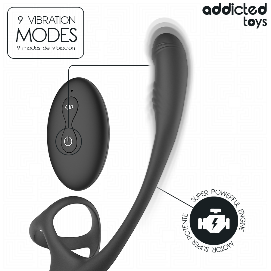 Plug anal avec vibration ondulation à 360° et stimulateur de testicules – Addicted Toys