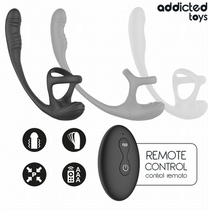 Plug anal avec vibration ondulation à 360° et stimulateur de testicules – Addicted Toys
