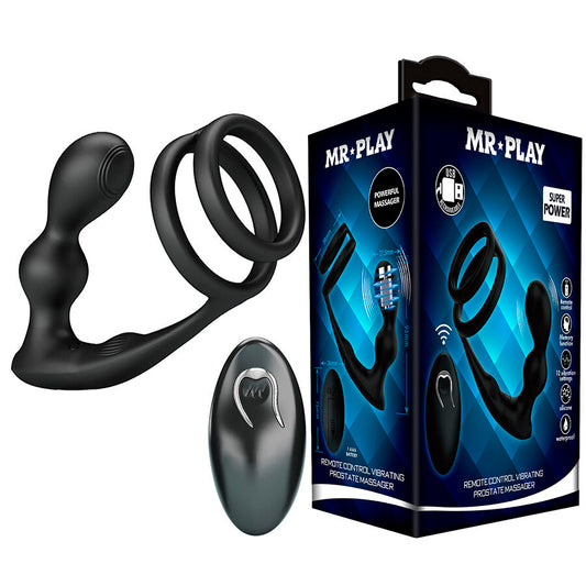 Vibrateur plug anal vibrant avec anneau pénis et télécommande – Mr Play