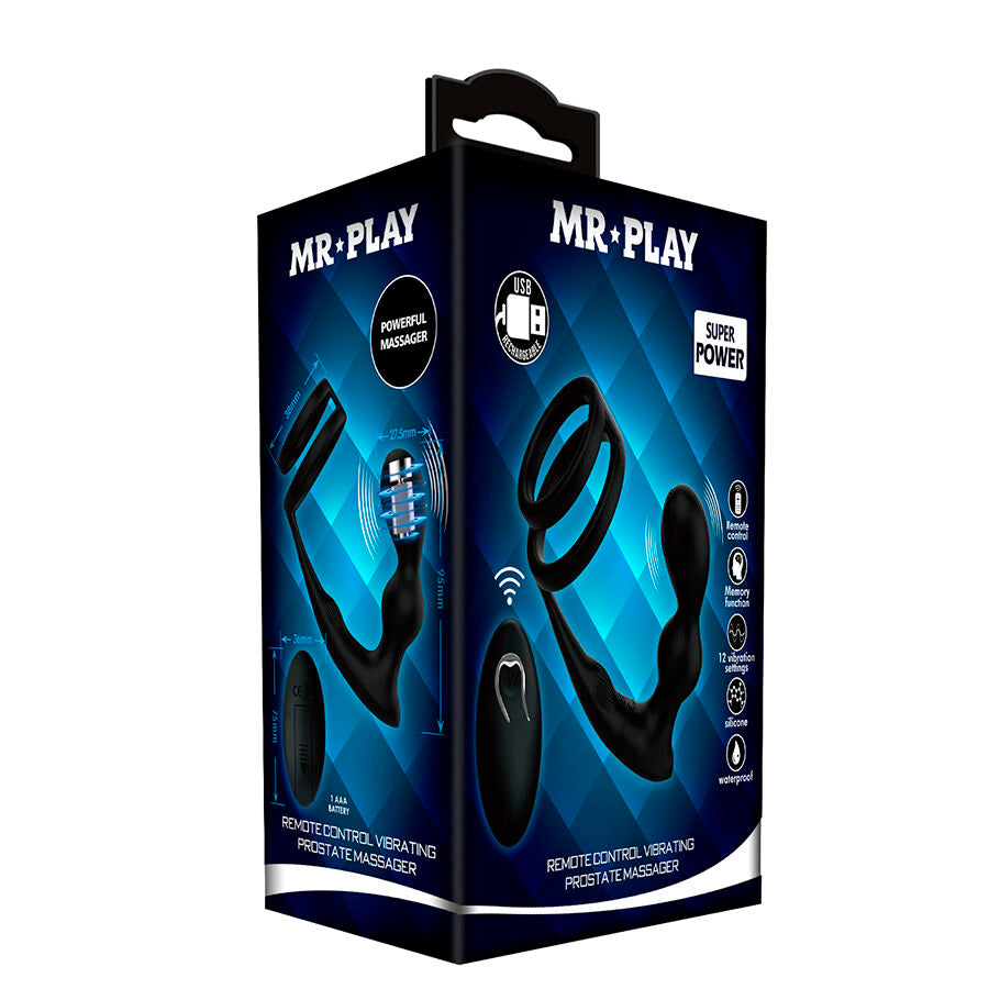Vibrateur plug anal vibrant avec anneau pénis et télécommande – Mr Play