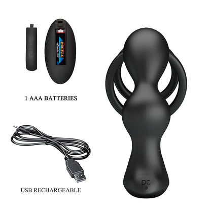 Vibrateur plug anal vibrant avec anneau pénis et télécommande – Mr Play