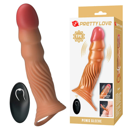 Manchon pénis texturé avec vibration et télécommande – Pretty Love