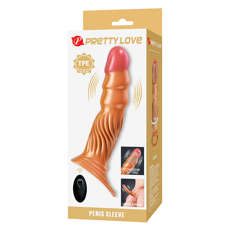 Manchon pénis texturé avec vibration et télécommande – Pretty Love